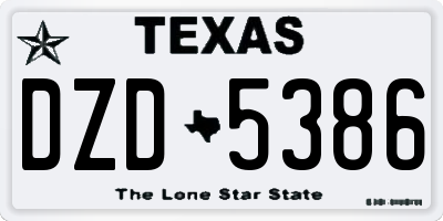 TX license plate DZD5386