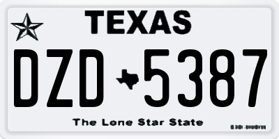 TX license plate DZD5387