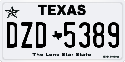 TX license plate DZD5389
