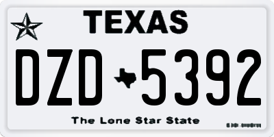 TX license plate DZD5392