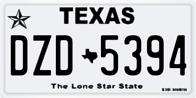 TX license plate DZD5394
