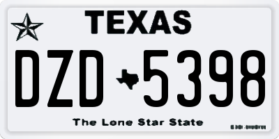 TX license plate DZD5398