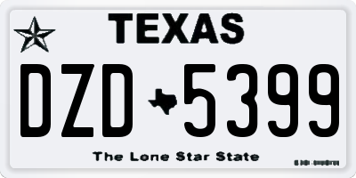 TX license plate DZD5399