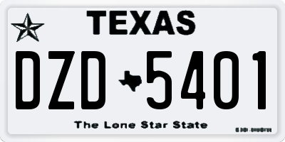 TX license plate DZD5401