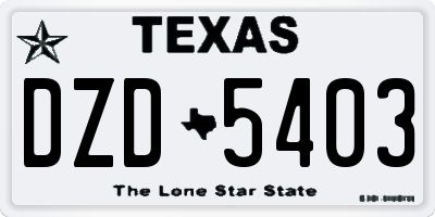 TX license plate DZD5403
