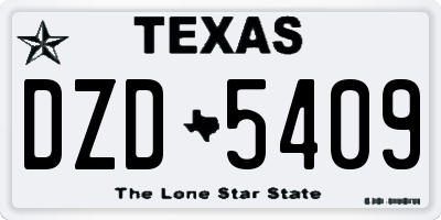 TX license plate DZD5409