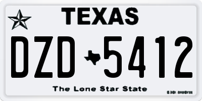 TX license plate DZD5412