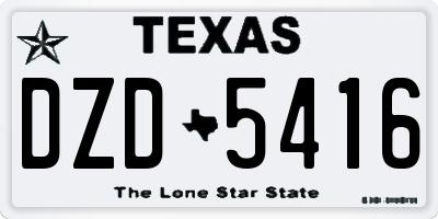 TX license plate DZD5416