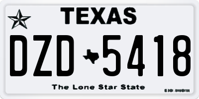 TX license plate DZD5418