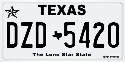 TX license plate DZD5420