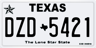 TX license plate DZD5421