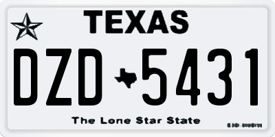 TX license plate DZD5431