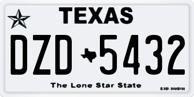 TX license plate DZD5432