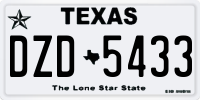TX license plate DZD5433