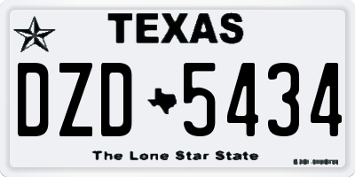 TX license plate DZD5434