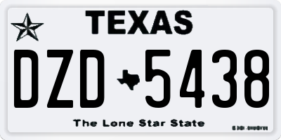 TX license plate DZD5438