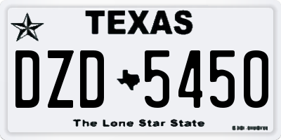 TX license plate DZD5450