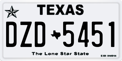 TX license plate DZD5451