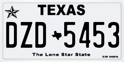 TX license plate DZD5453