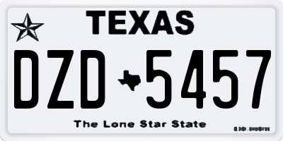 TX license plate DZD5457