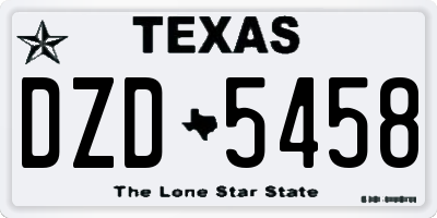 TX license plate DZD5458