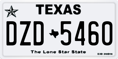 TX license plate DZD5460