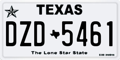 TX license plate DZD5461