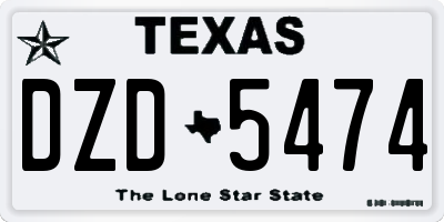 TX license plate DZD5474