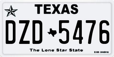 TX license plate DZD5476