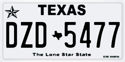 TX license plate DZD5477