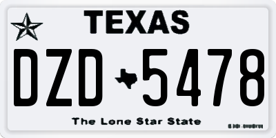 TX license plate DZD5478