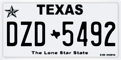 TX license plate DZD5492