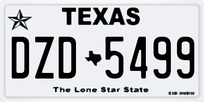 TX license plate DZD5499