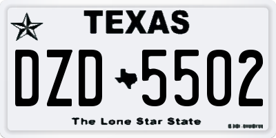 TX license plate DZD5502
