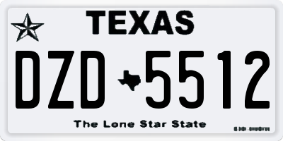 TX license plate DZD5512