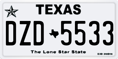 TX license plate DZD5533