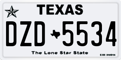 TX license plate DZD5534