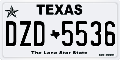 TX license plate DZD5536