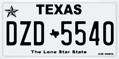 TX license plate DZD5540