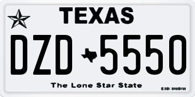 TX license plate DZD5550