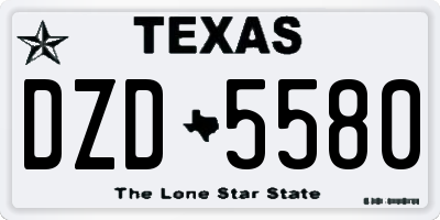 TX license plate DZD5580