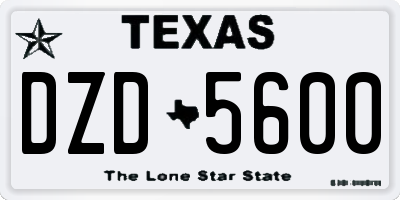 TX license plate DZD5600