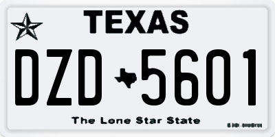 TX license plate DZD5601