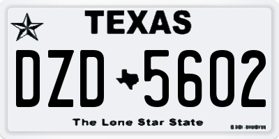 TX license plate DZD5602