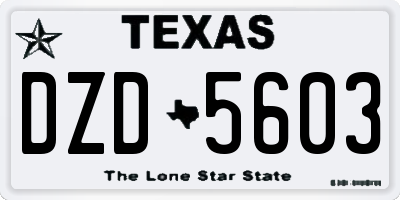TX license plate DZD5603