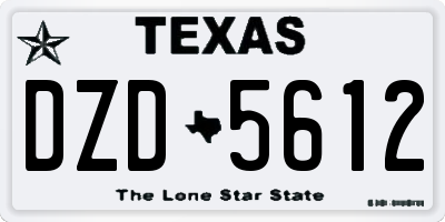 TX license plate DZD5612