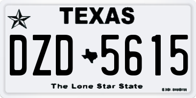TX license plate DZD5615