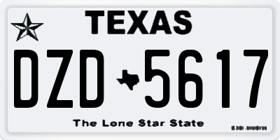 TX license plate DZD5617