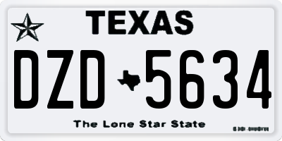 TX license plate DZD5634