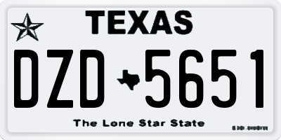 TX license plate DZD5651